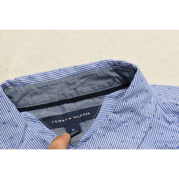 Tommy Hilfiger Shirt Mens Medium Button Up Long Sleeve Pocket Polka Dot - Picture 7 of 8